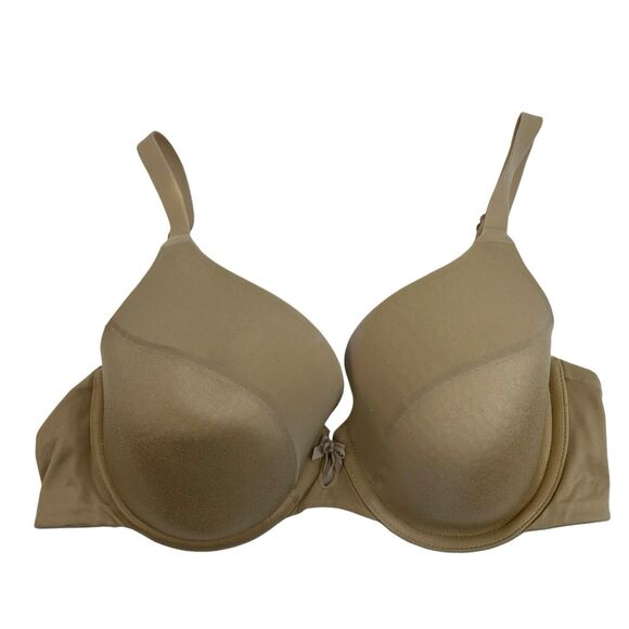 DKNY Sz 34C Bra 453200 T-Shirt Padded Fusion Perfect Underwire Beige Microfiber - Picture 2 of 13